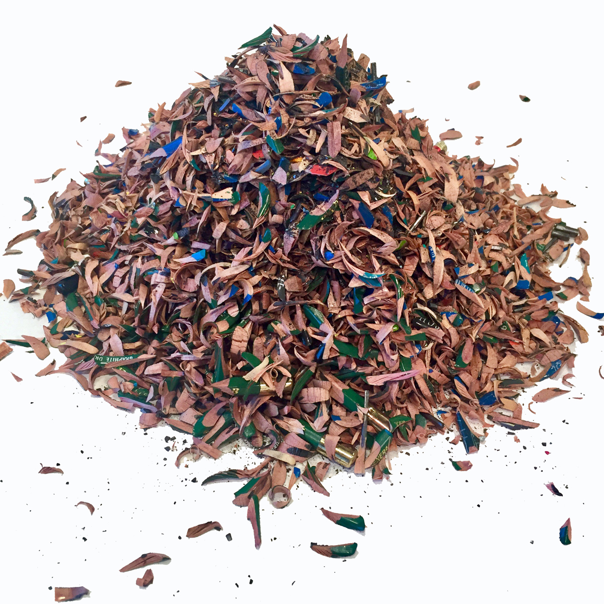 Sheila Ghidini, pencil shavings from various drawing projects, 2015-present.