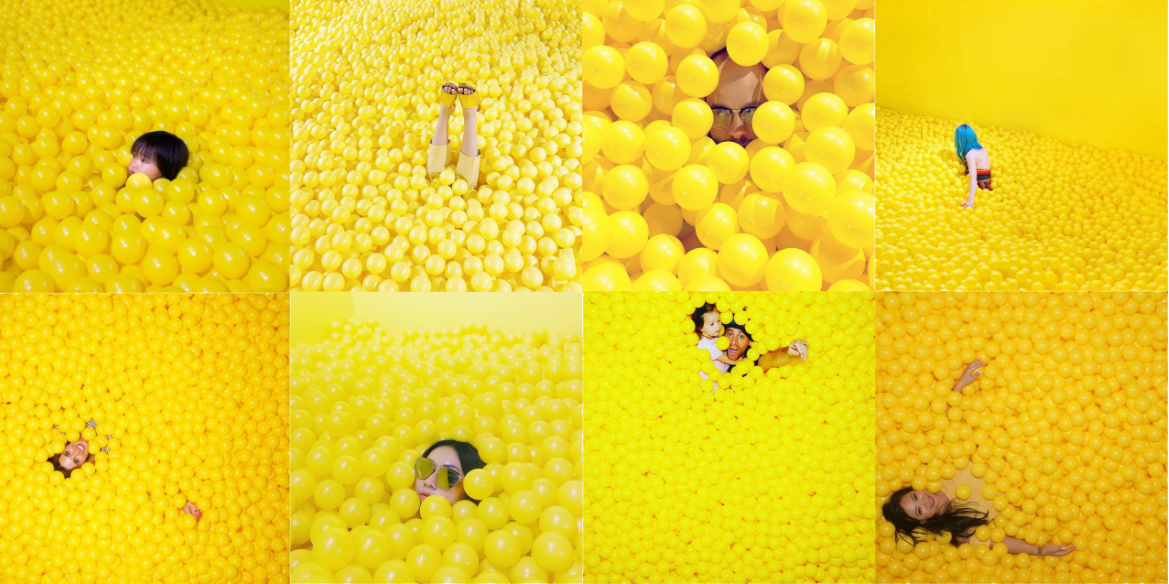 Public images tagged #colorfactoryco basking in the 'Yellow Ball Pit.'