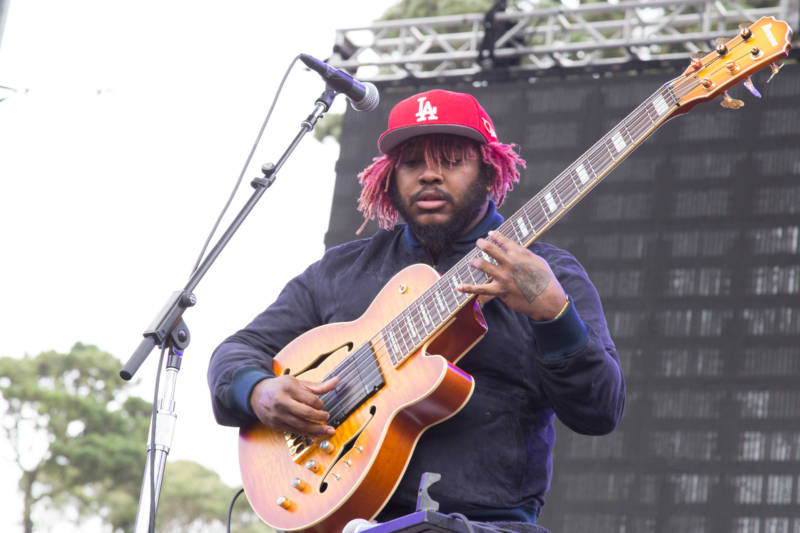 Thundercat performs at the Outside Lands music festival in San Francisco, Aug. 12, 2017.