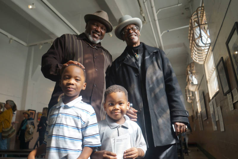 Troy Williams (L) and Watani Stiner (R) with family at Alcatraz State Prison.
