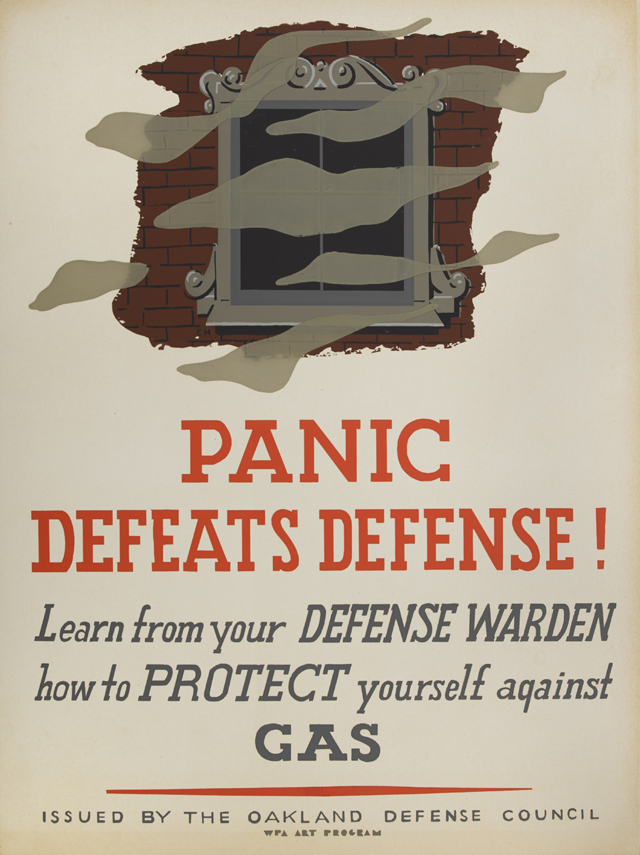 Charles Howard, 'Panic Defeats Defense' war poster from the 1940s.