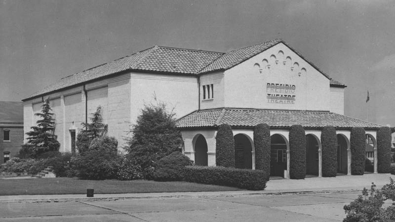 Archival photo of the Presidio Theatre in 1950
