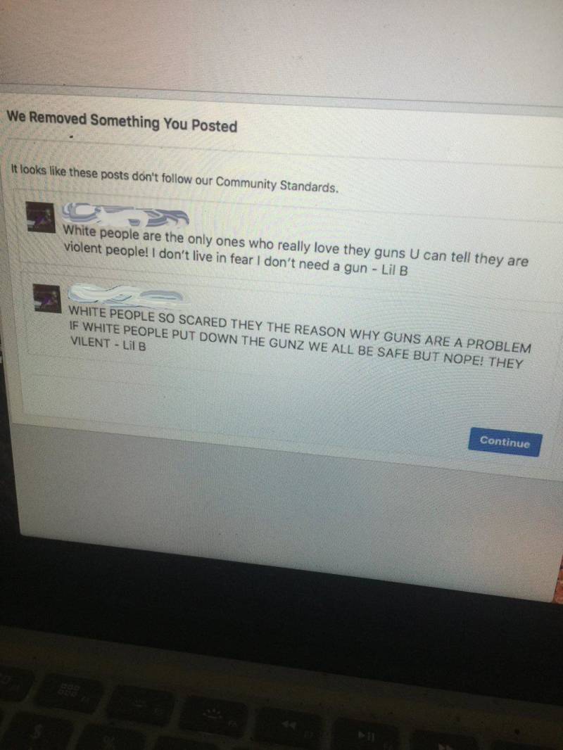 Lil B sent Motherboard photos of the posts that got him banned from Facebook. 