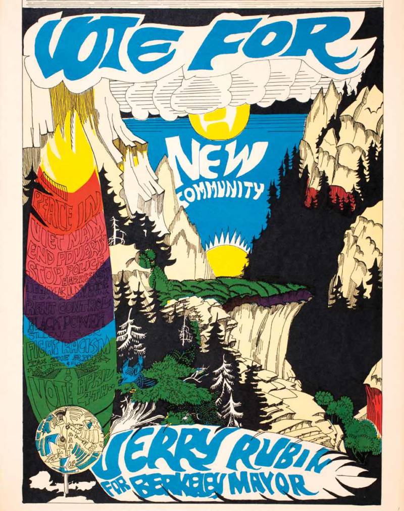 A campaign poster from Jerry Rubin's efforts to become the mayor of Berkeley