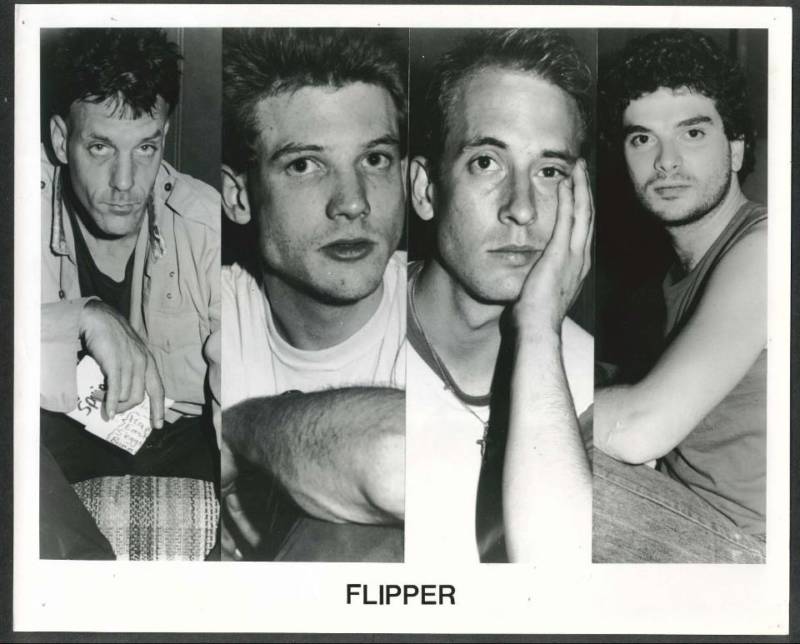 Old promotional shot of Flipper. L-R: Falconi, Bruce "Loose" Calderwood, Will Shatter, Steve DePace