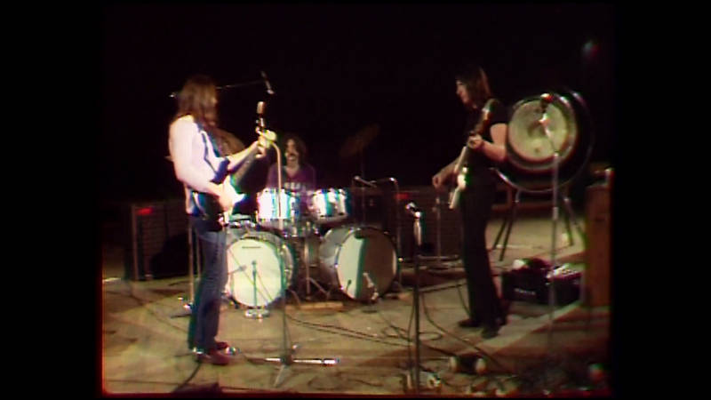 Pink Floyd playing for KQED in 1970. L-R: David Gilmour, Nick Mason and Roger Waters