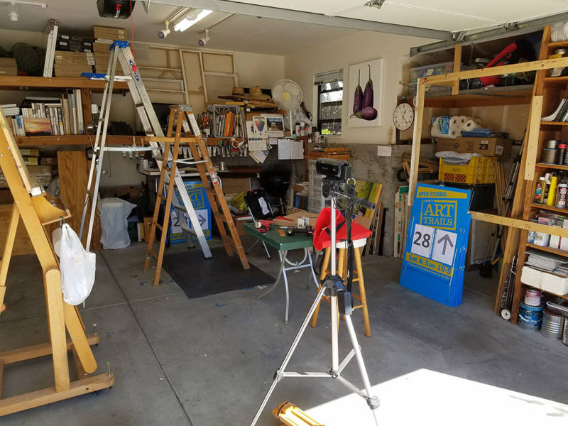 Artist Bill Gittins' garage, which he'd been preparing for the annual open-studios tour ArtTrails when the fires hit.