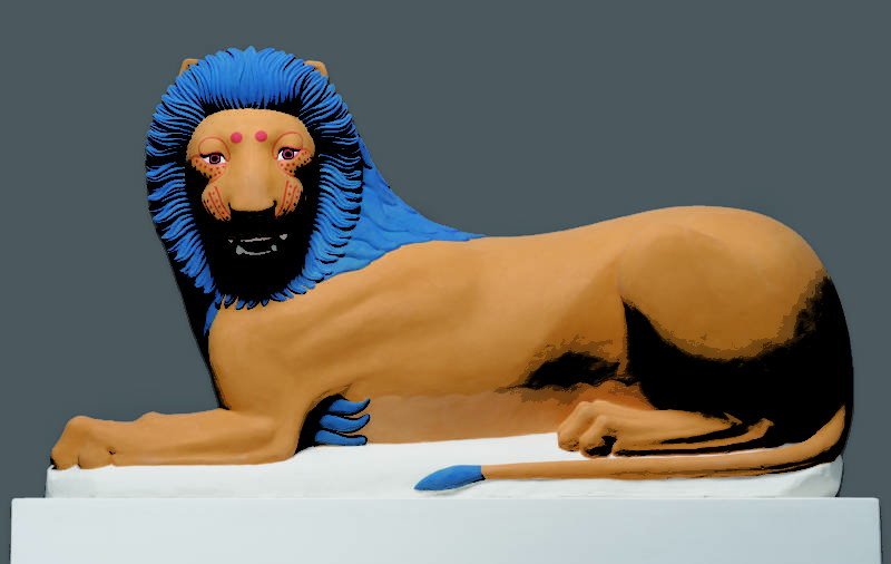 Reconstruction of a Crouching Lion from the show Gods in Color at the Legion of Honor in San Francisco