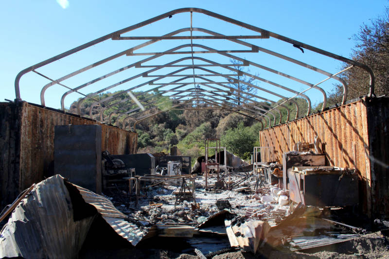 The remains of Clifford Rainey's studio in Napa.