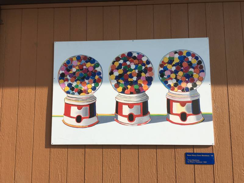 A student reproduction of Wayne Thiebaud’s ‘Three Machines’. The original hangs in the de Young Museum in San Francisco.