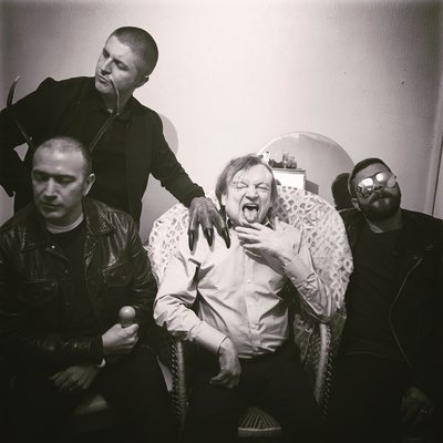 The latest version of The Fall, featuring (left to right) Pete Greenway, Keiron Melling, Mark E. Smith and Dave Spurr