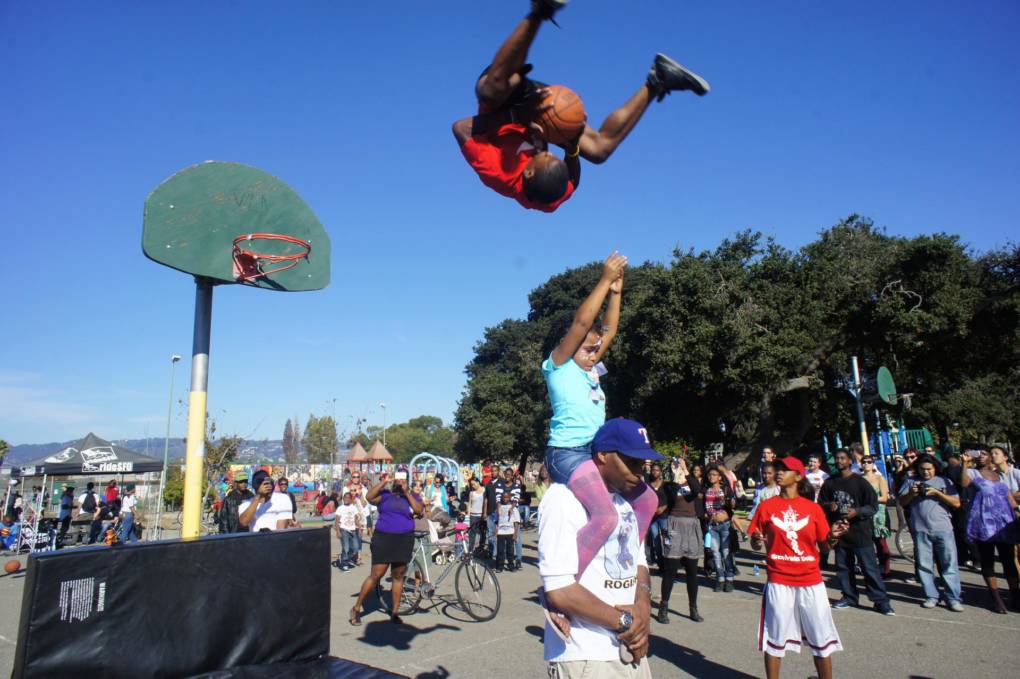 Jesus El gets airborne at DeFremery (Lil' Bobby Hutton) Park in West Oakland.