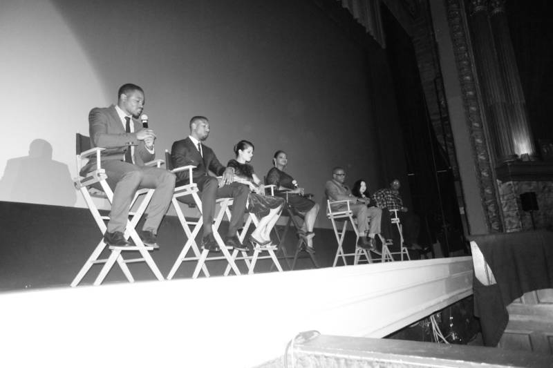 Director Ryan Coogler speaking at the Grand Lake Theater with members of the cast and crew of 'Fruitvale Station' (Michael B. Jordan, Melonie Diaz, Octavia Spencer, Forest Whittaker and others) on the night of the premiere.