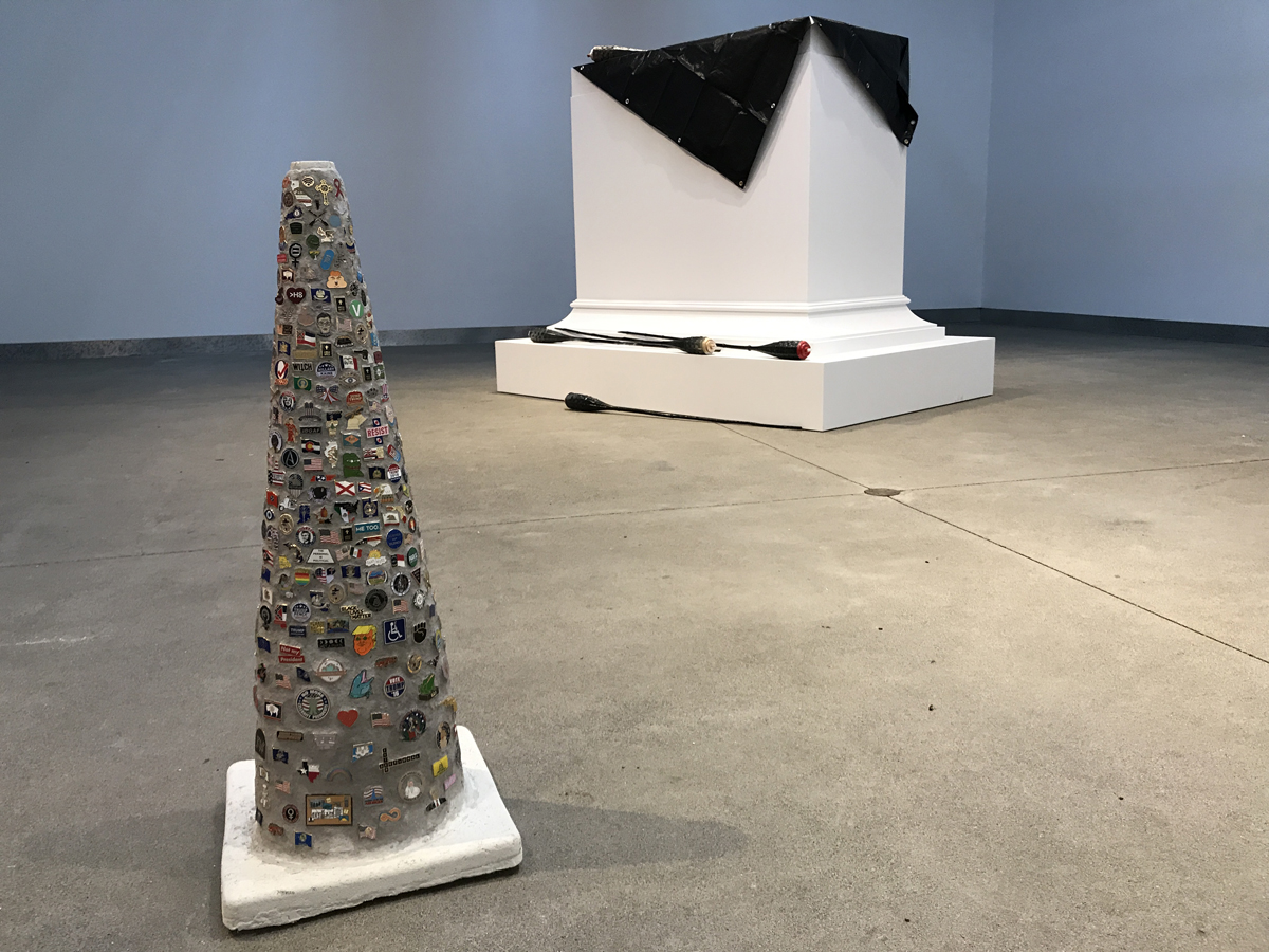 Allison Smith, 'Untitled (many sides, many sides)' and 'Untitled (blunt instruments)' in progress, 2018.