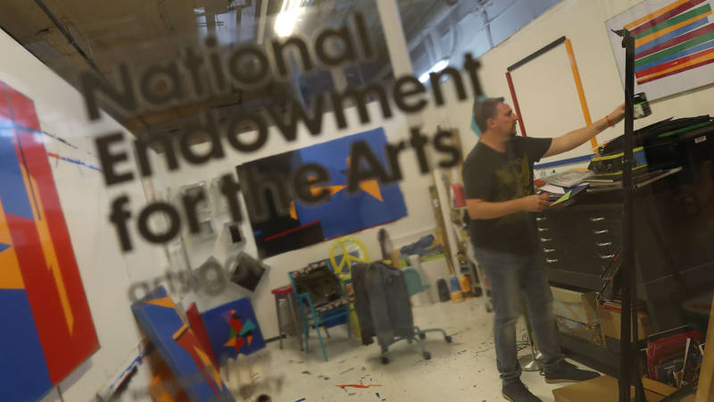Claudio Roncoli a recipient of an award from the National Endowment for the Arts works in his studio space at the Bakehouse Art Complex on March 16, 2017 in Miami, Florida.