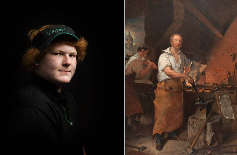 Left: 'Kean, Subway Sandwich Artist' by Shauna Frischkorn. Right: 'Pat Lyon 'at the Forgev by John Neagle.