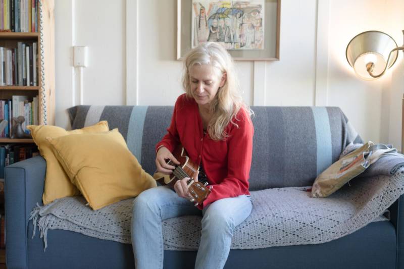Beth Wilmurt at home in San Francisco with her ukelele.