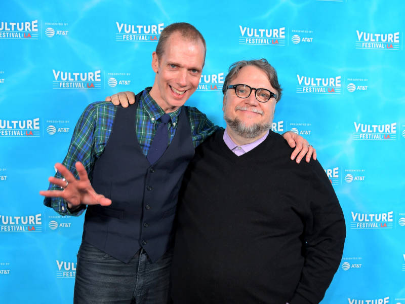 Actor Doug Jones, left, and director Guilermo del Toro attend the Vulture Festival LA Presented by AT&T in November. The two have worked together on a number of movies, including 'Pan's Labyrinth' and 'The Shape of Water.'