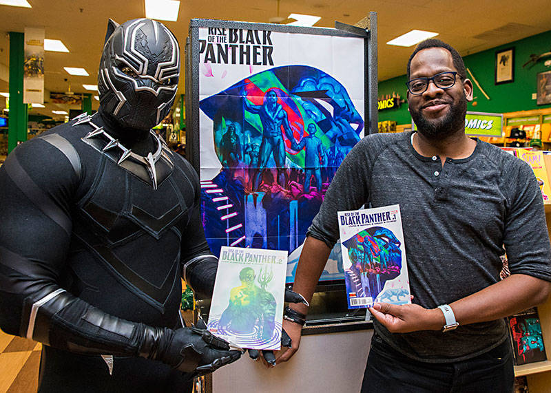 Evan Narcisse will probably be busy getting autographs at the Silicon Valley Comic Con, when he isn't busy giving then to Black Panther fans.