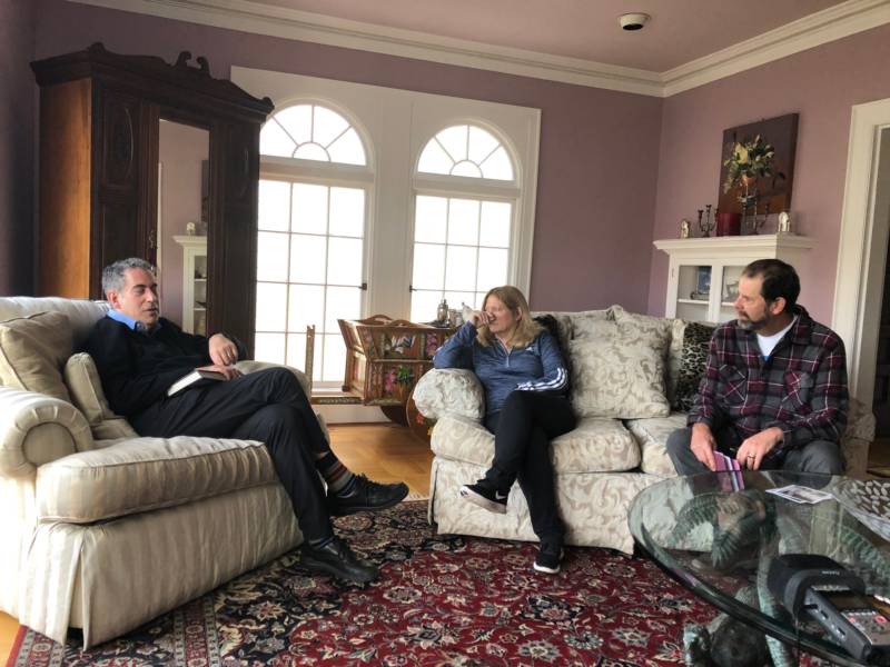 Author Stephen Bloom shares his knowledge of Inez Burns with Jeff and Diane Cerf. The Cerfs are the present owners of the mansion that once belonged to Burns.