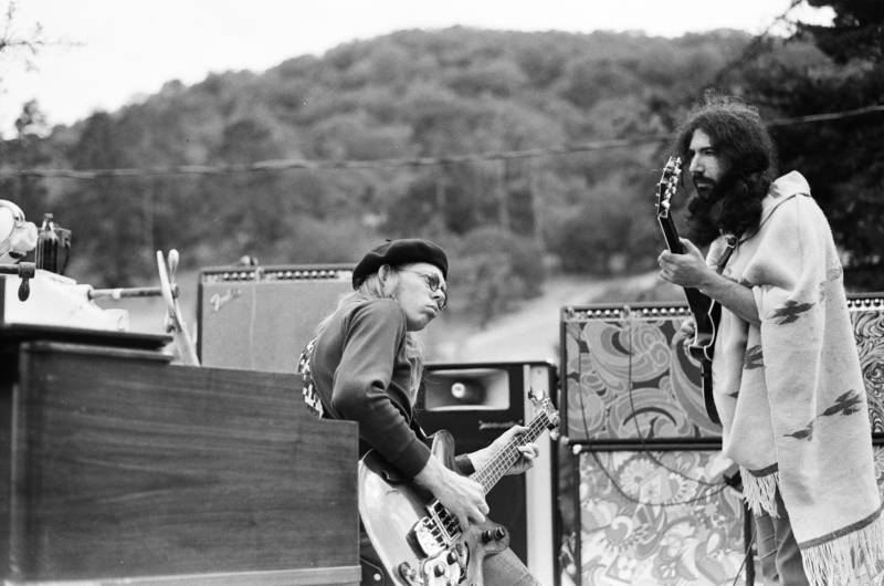 Jack Casady and Jerry Garcia playing music at Olompali, the Marin commune that's the subject of a new documentary, 'Olompali: A Hippie Odyssey.' 