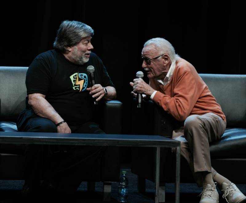 Steve Wozniak and Stan Lee, two accomplished giants, one in technology, the other in science fiction, geek out at the Silicon Valley Comic Con.