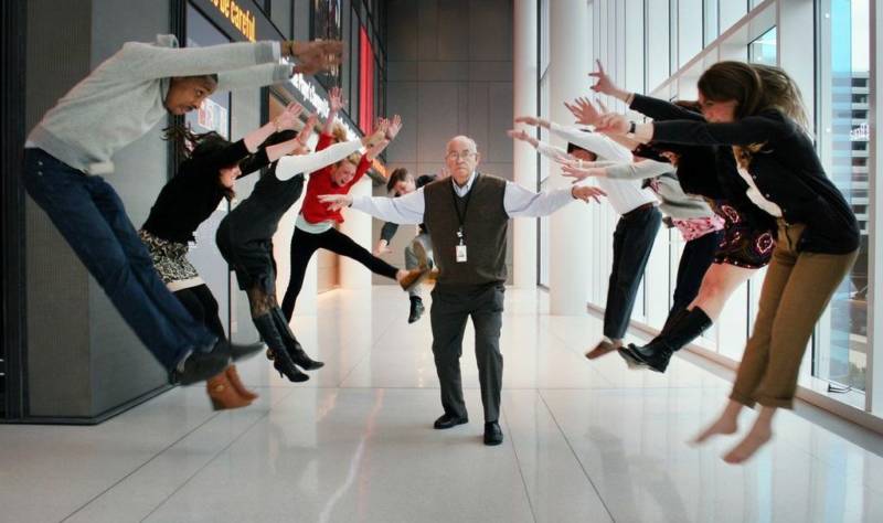asell unleashes his powers in the lobby of NPR's headquarters in Washington, D.C.