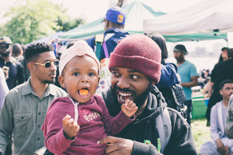 The author, Pendarvis Harshaw, and his daughter at BBQ'n While Back.
