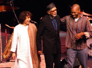 Zakir Hussain, Charles Lloyd and Eric Harland at the Healdsburg Jazz Festival.