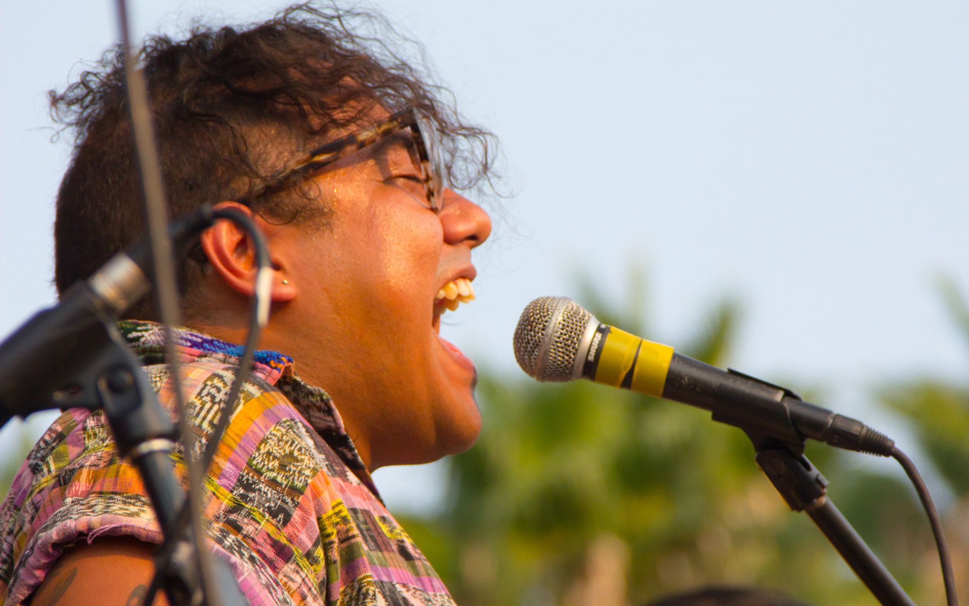 Sister Mantos vocalist Oscar Miguel Santos performs at Second Annual Sonido Clash Festival, September 3, 2017.