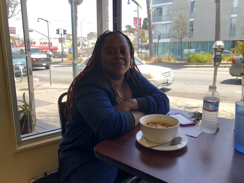 Community leader and restauranteur April Spears shares her views about Bayview’s bid to become a cultural district at Auntie April's Chicken, Waffles & Soul Food in the Bayview.