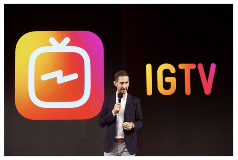 Instagram CEO Kevin Systrom unveiling IGTV in San Francisco.
