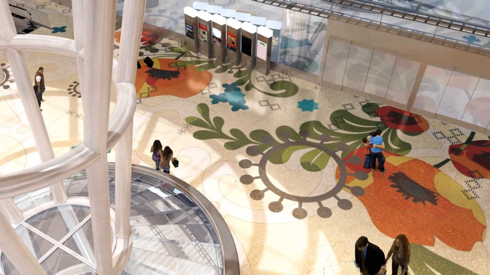 A rendering of Julie Chang's 'Secret Garden' terrazzo floor, as seen from above.