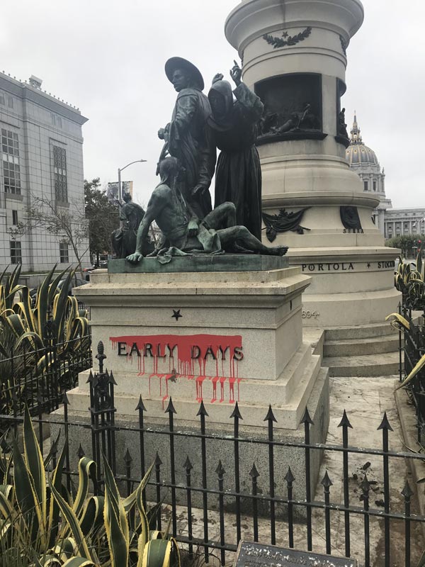 'Early Days,' part of the Pioneer Monument in San Francisco's Civic Center, will be removed in the wake of a Sept. 12 meeting at City Hall.