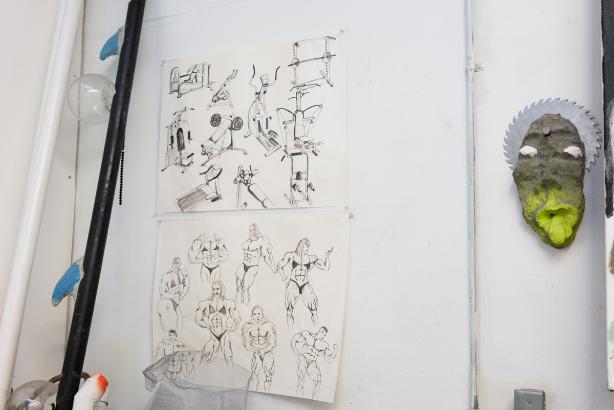 Sketches in Thorne's Oakland studio.