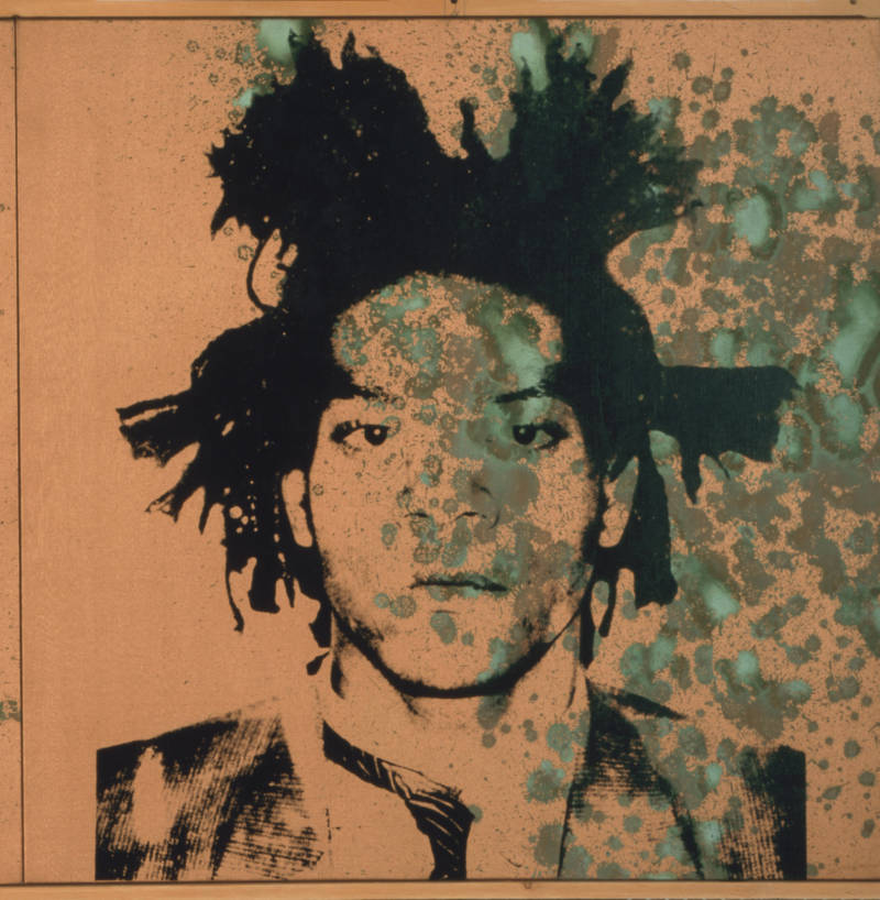 Jean-Michel Basquiat, ca. 1982. Acrylic, silkscreen ink, and urine on canvas. 