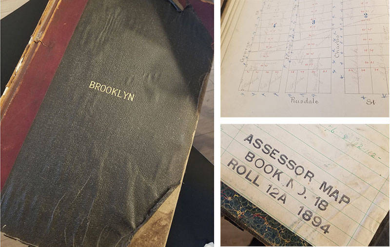 A land assessor's book for the city of Brooklyn (later Oakland), owned by Elise Cecaci.