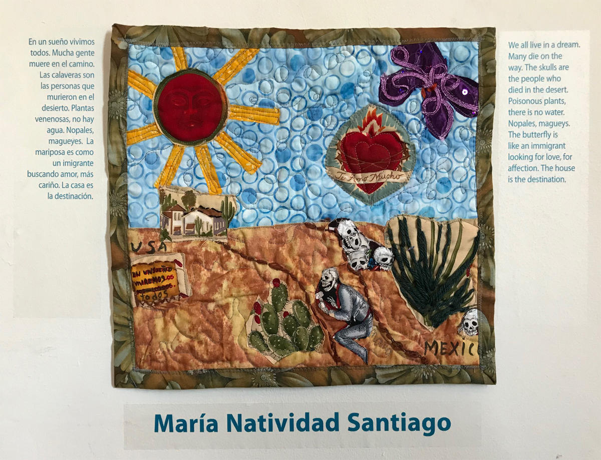 A textile piece by María Natividad Santiago in 'Undocumented Heart.'