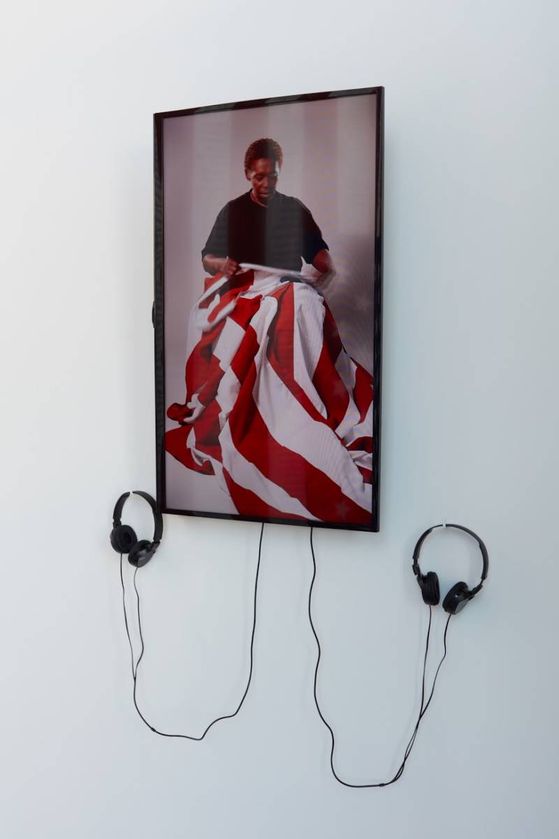 Beverly Henry in 'Pledge,' a work of video art by Sharon Daniel.