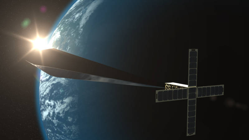 A conceptual rendering of "Trevor Paglen: Orbital Reflector, co-produced and presented by the Nevada Museum of Art." The final version of the nonfunctional satellite was just launched into space.