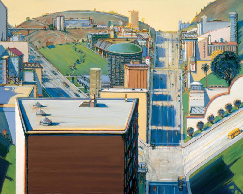 Wayne Thiebaud, 'Valley Streets,' 2003; San Francisco Museum of Modern Art, the Doris and Donald Fisher Collection; © Wayne Thiebaud / Licensed by VAGA, New York.