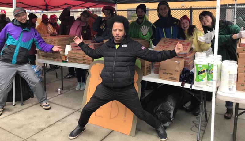 Boots Riley at the Oakland teachers' strike on Feb. 26, 2019.