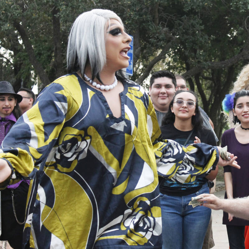 Drag queen Arina Heys wanted to participate in the No Border Wall Protest Drag Show to showcase the beauty of the Latin culture in the region. "We are just like any other community ... lovable, humble and welcoming," the performer said.