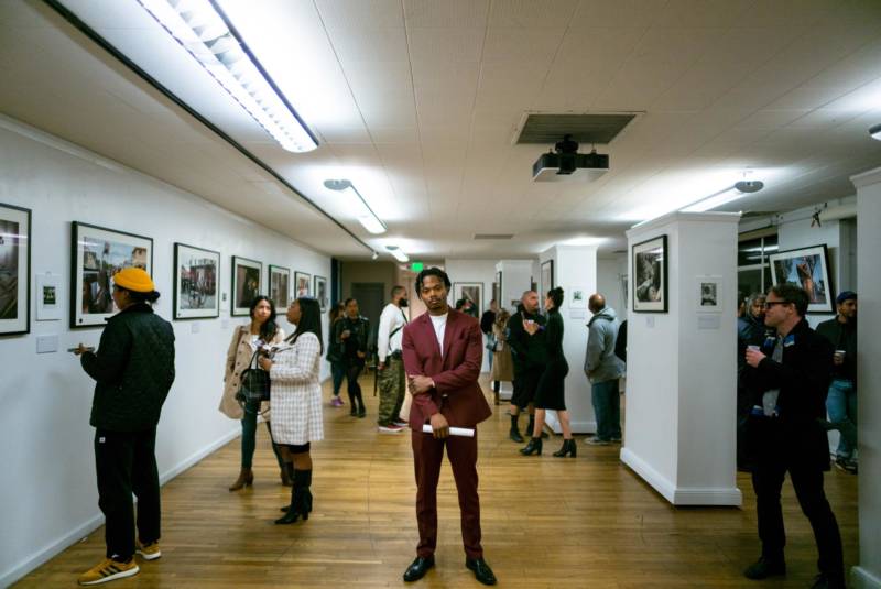 Adrian Burrell at the opening of his photography exhibition, 'Mama's Babies,' at 1090 Gallery in San Francisco.