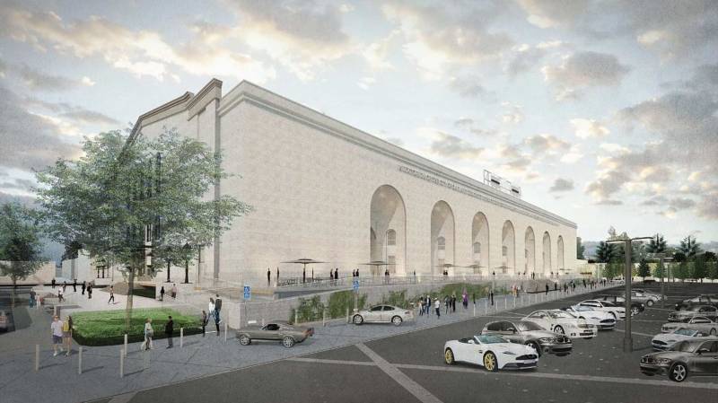 A rendering of Orton Development's proposed north facade of the rechristened "Oakland Civic."