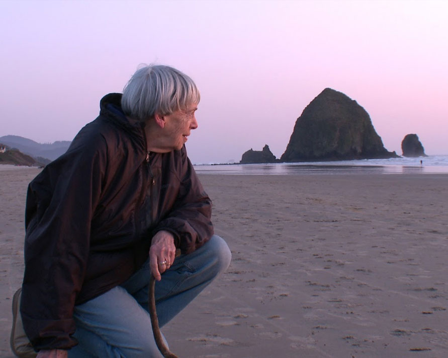 Ursula K. Le Guin on the Oregon Coast during the production of 'Worlds of Ursula K. Le Guin.'
