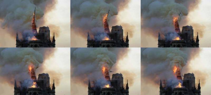 A colossal fire swept through the famed Notre-Dame Cathedral in central Paris causing the spire to collapse and raising fears over the future of the nearly millenium old building and its precious artworks.