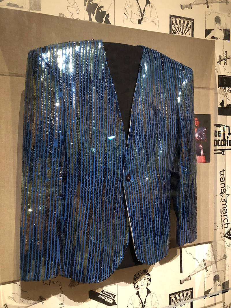 Sylvester's blue sequined jacket, made by Pat Campano circa 1985.