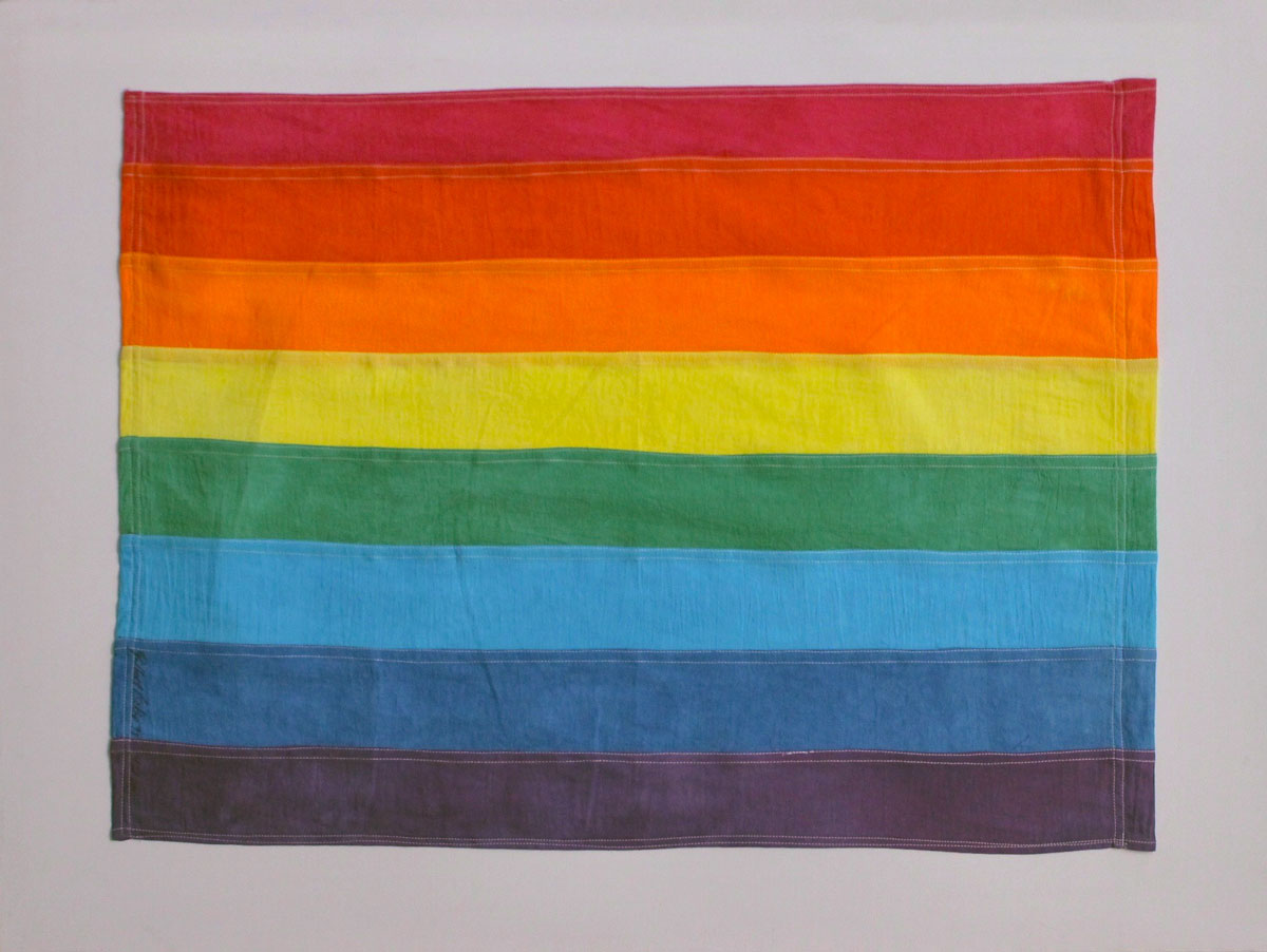 Gilbert Baker, ​Original hand-dyed and sewn 8-color pride flag​, 1978.
