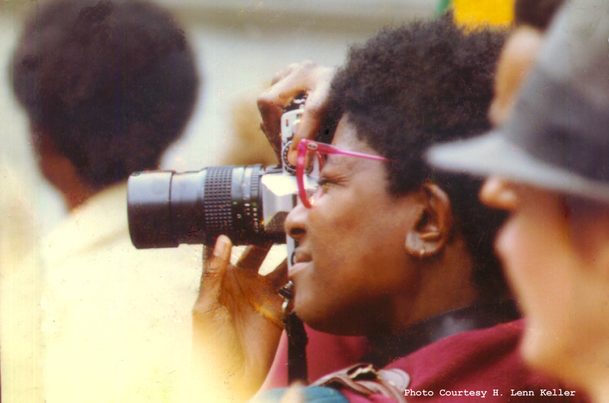 Lenn Keller with her ubiquitous camera in the 1980s.